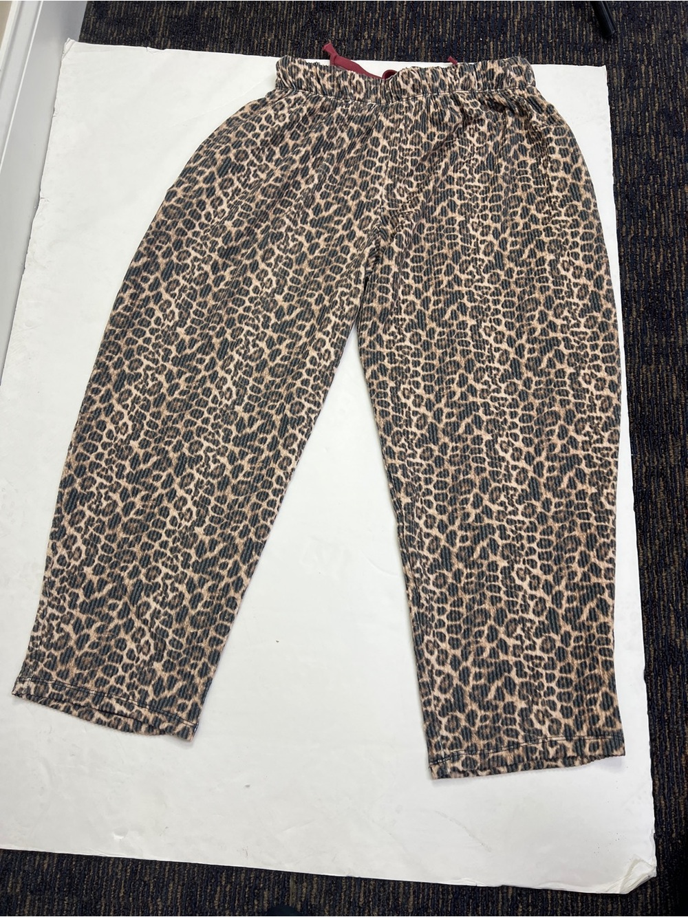 Leopard Print Ankle Pants with Red Tie - Picture 5 of 5